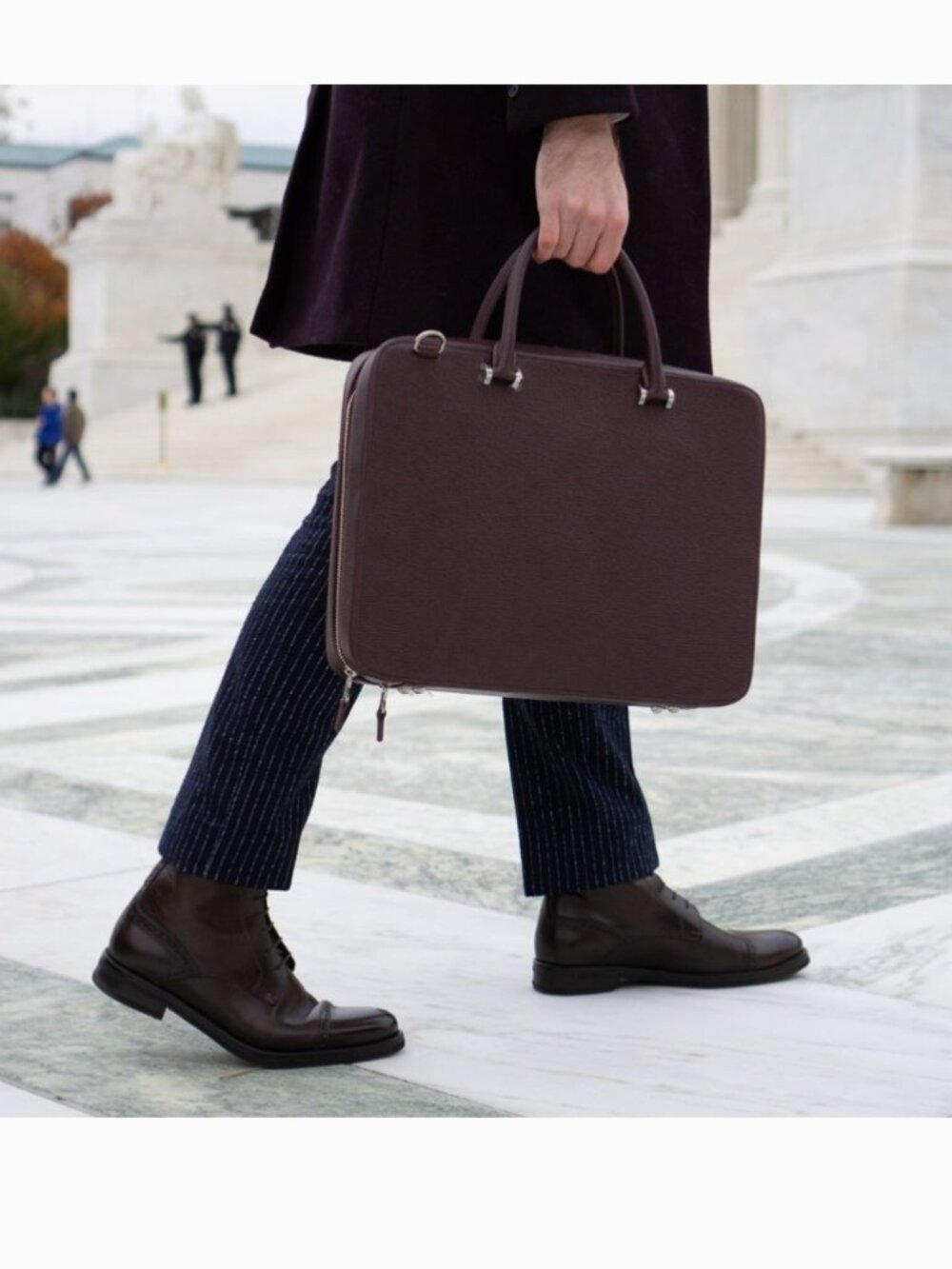 FAIRE Bond Leather Classic Men's Leather Crossbody Briefcase in Burgundy